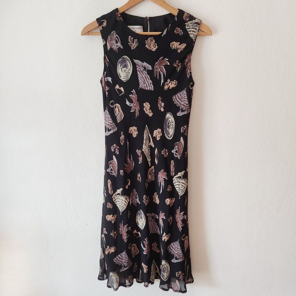 Vintage Jones New York Palm Beachside  Sleeveless Dress Size 8 Knee Length 90s